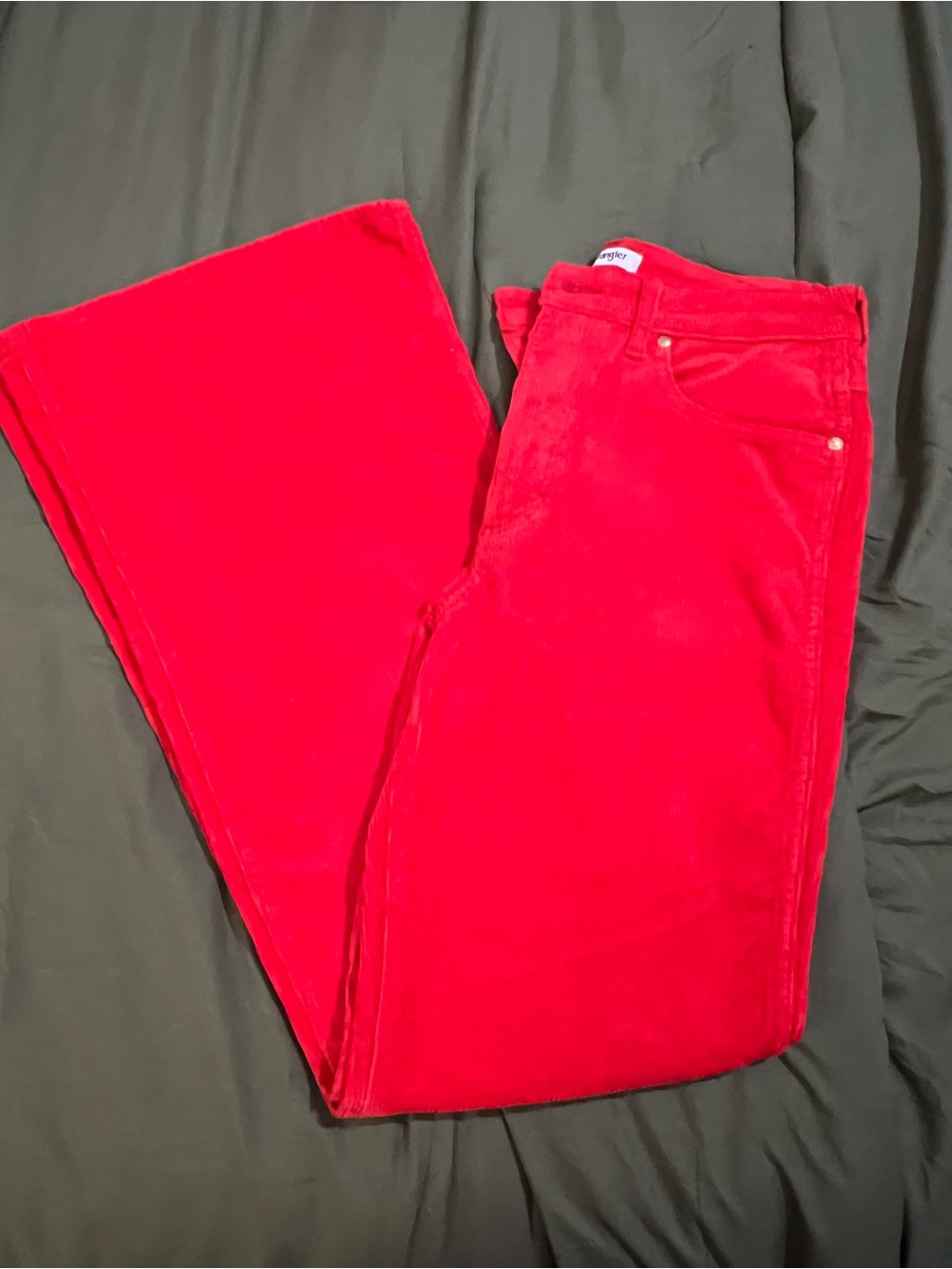Wrangler Bright Red Corduroy Wide-Leg Pants